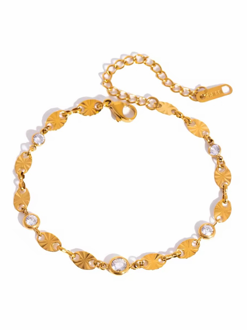18K Gold Plated Crystal & Starburst Disc Bracelet